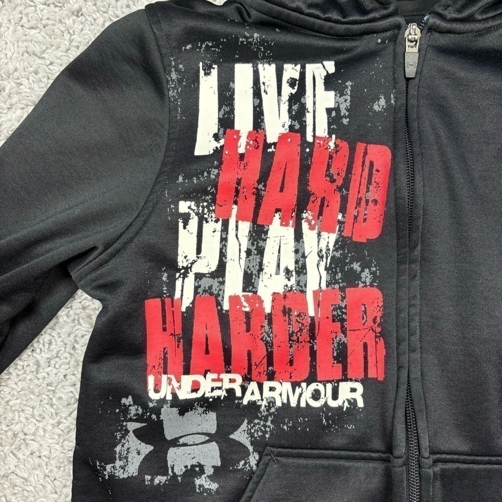 Under Armour Hoodie Boys Medium Full Zip Up Sweatshirt Athletic Activewear Layer
